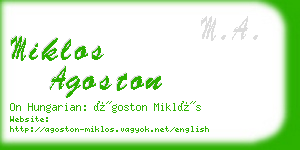 miklos agoston business card